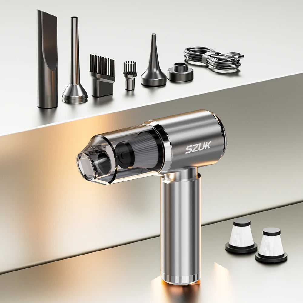 Aspirator Auto Mini Cordless SZUK — Turbo Fan, Aspirație Puternică, Portabil