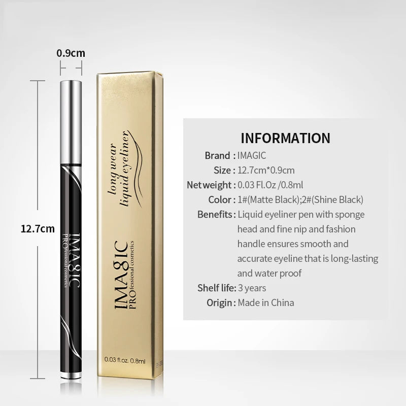 Eyeliner Waterproof IMAGIC — Matte & Shine, Negru Intens, Long Lasting