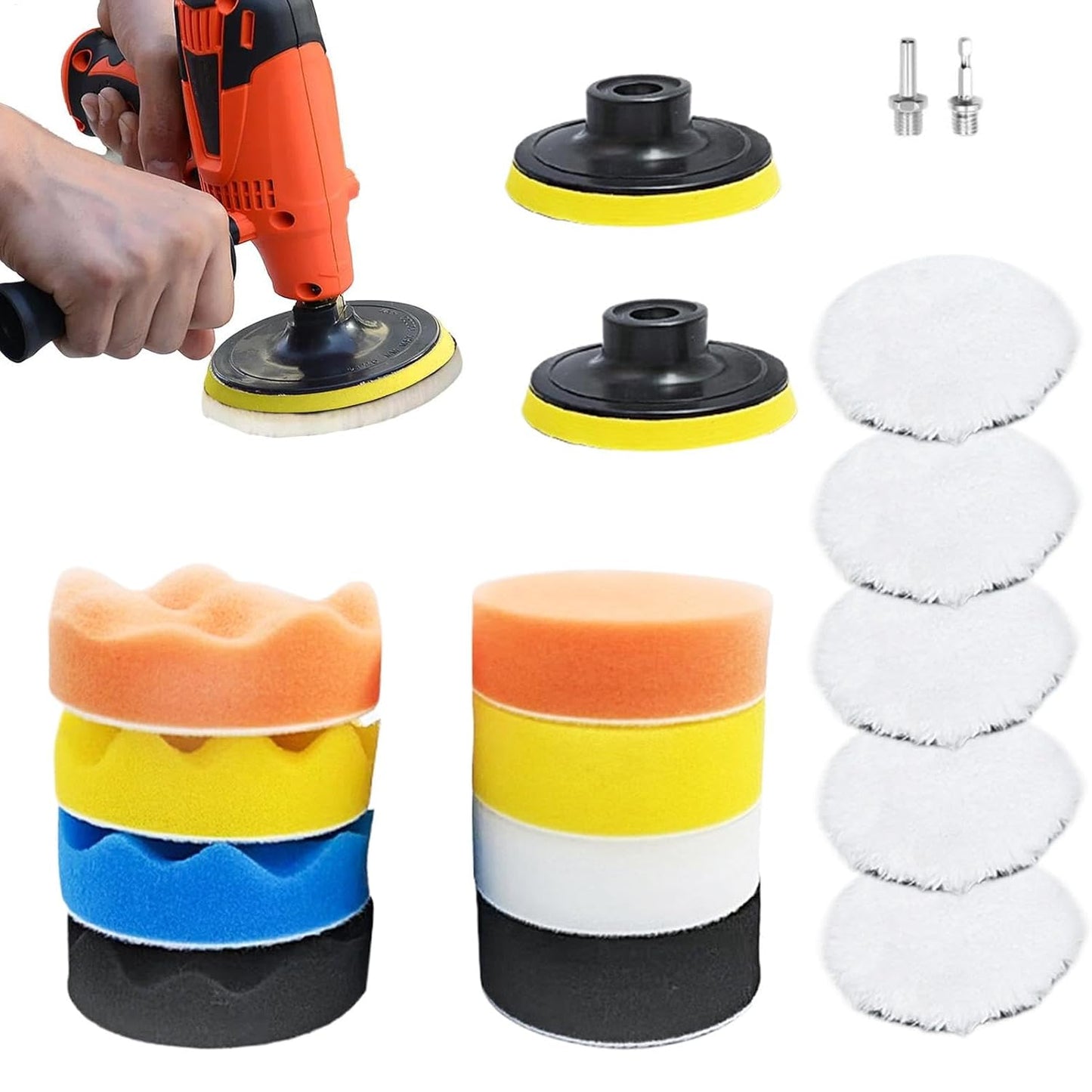 Car Polishing Pad Kit, Car Polishing Wheel with Drill, Sponge Polishing Pad Set, Wool Polishing Pads, Car Polishing Tools, Waxing Pad Kit, Sealing Glaze Pads, Drill Polishing Adapter, Auto Polishing