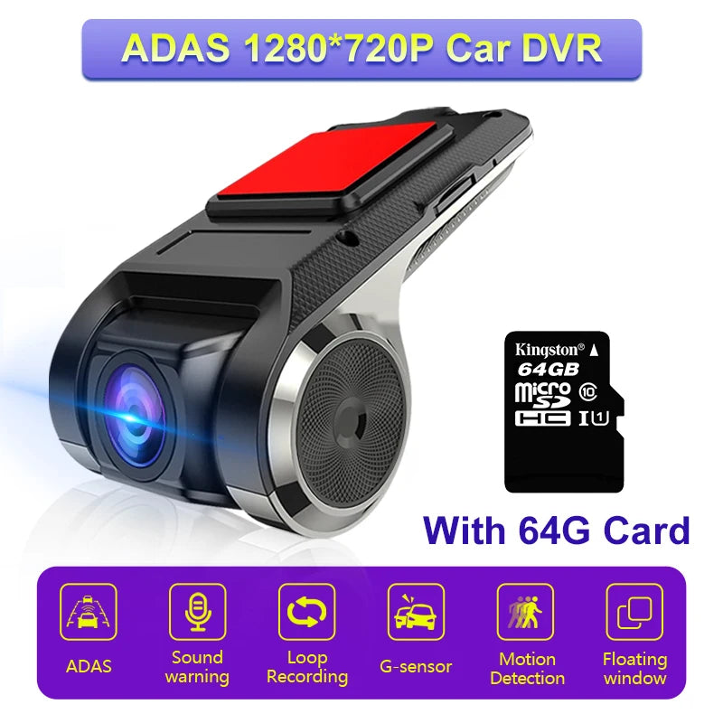 ADAS USB DVR Camera for Car DVD Android Player Dash Cam Full HD Navigation Head Unit Auto Audio Voice Alarm G-Shock