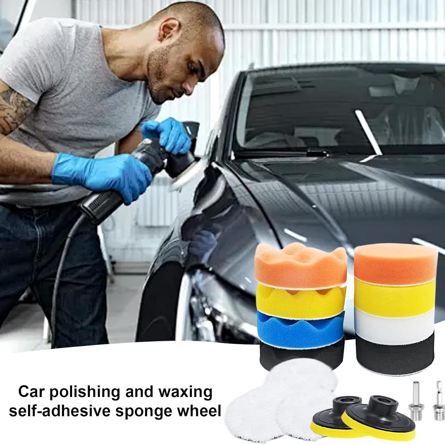 Car Polishing Pad Kit, Car Polishing Wheel with Drill, Sponge Polishing Pad Set, Wool Polishing Pads, Car Polishing Tools, Waxing Pad Kit, Sealing Glaze Pads, Drill Polishing Adapter, Auto Polishing