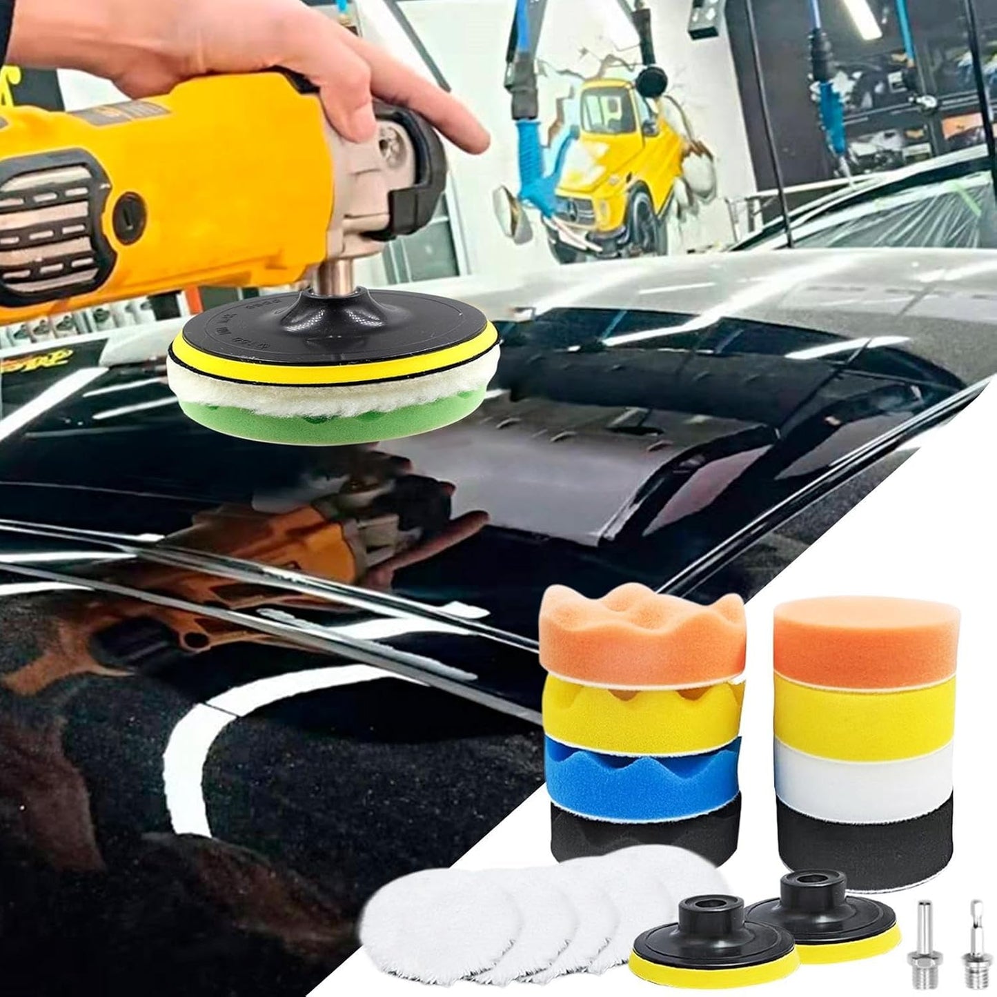 Car Polishing Pad Kit, Car Polishing Wheel with Drill, Sponge Polishing Pad Set, Wool Polishing Pads, Car Polishing Tools, Waxing Pad Kit, Sealing Glaze Pads, Drill Polishing Adapter, Auto Polishing