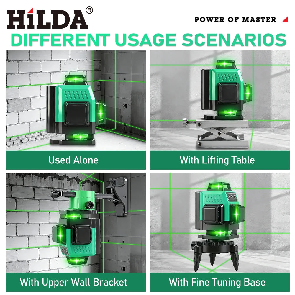 16/12 Lines Laser Level Green Line Selfleveling 360 Horizontal and Vertical Super Powerful Laser Level Green Beam