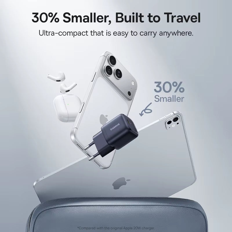 30W Gan Charger PD Charger for Iphone 17 16 15 14 13 12 Max Fast Charger PD3.0 QC3.0 Phone Charger Type C Tablets Charger