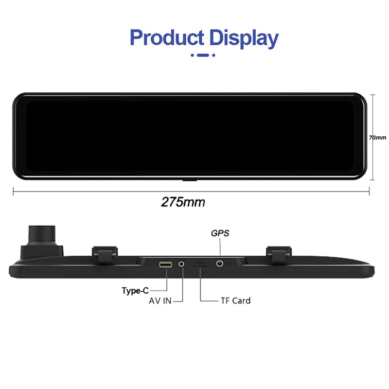 4K WIFI Dashcam 12Inch Car DVR Rearview Mirror Recorder Dash Cam Support 1080P Sony Black Box Rear View Camera Acesssories