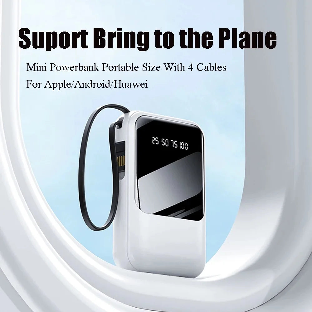 Power Bank 20000mAh — Display Digital, 4 Cabluri Incluse, Lanternă LED