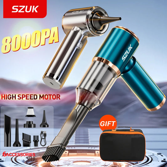 Aspirator Auto Mini Cordless SZUK — Turbo Fan, Aspirație Puternică, Portabil