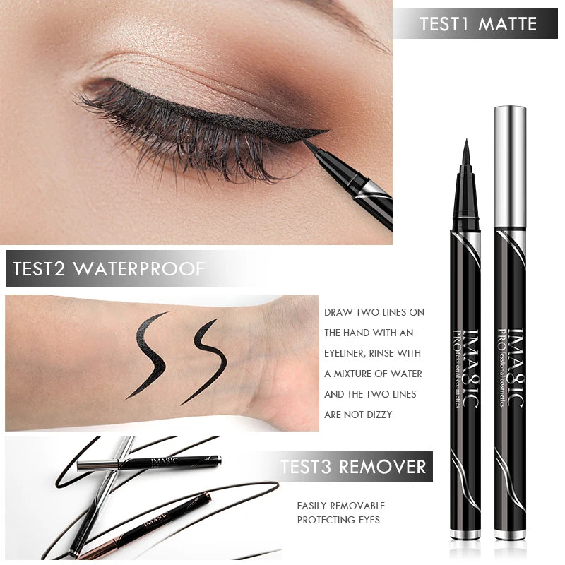Eyeliner Waterproof IMAGIC — Matte & Shine, Negru Intens, Long Lasting