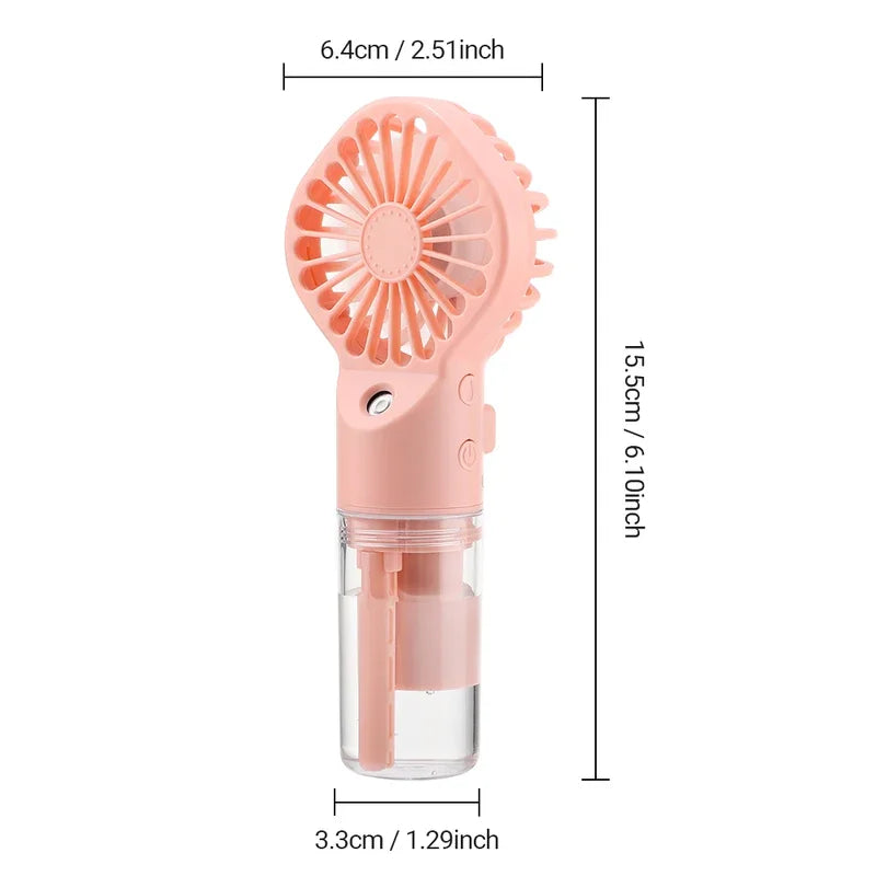 Mini Ventilator Portabil cu Spray de Apă — 4 Viteze, USB Reîncărcabil, Outdoor.