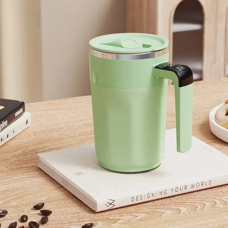 Cană Cafea Self-Stirring LED 400ml — Amestecare Magnetică, Display Temperatură