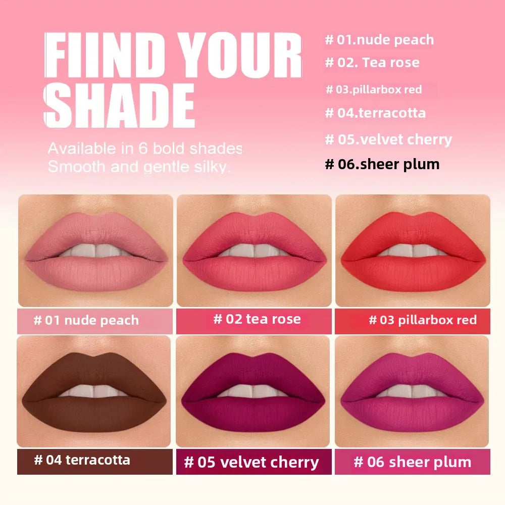 Ruj Velvet Matte Waterproof — Non-Transfer, Pigment Intens, Nude & Berry