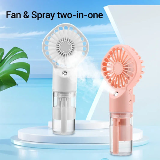 Mini Ventilator Portabil cu Spray de Apă — 4 Viteze, USB Reîncărcabil, Outdoor.