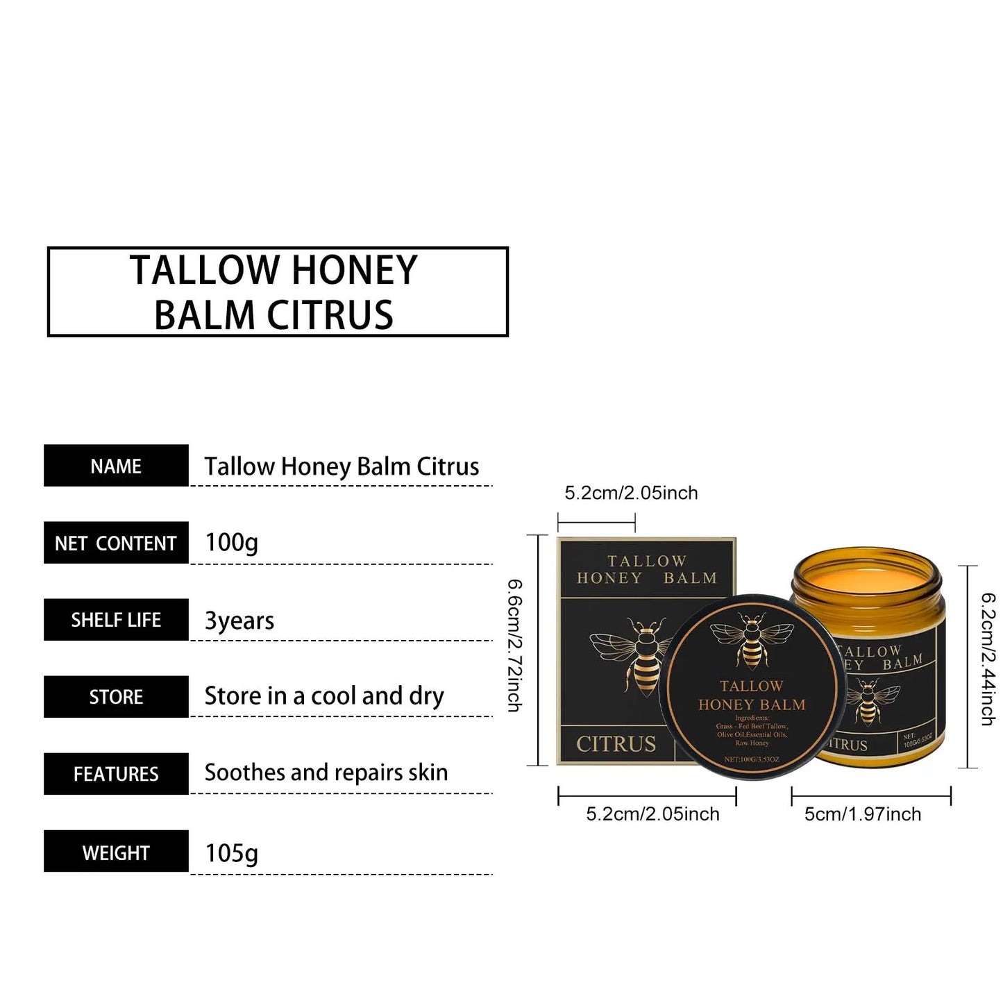Cremă Hidratantă cu Tallow & Miere — Elasticitate, Strălucire & Reparare