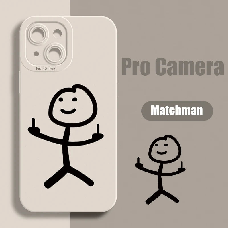 Husă Telefon Cartoon Matchman — Silicon Moale, Anti-Şoc, iPhone