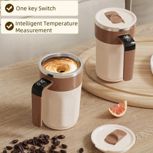 Cană Cafea Self-Stirring LED 400ml — Amestecare Magnetică, Display Temperatură