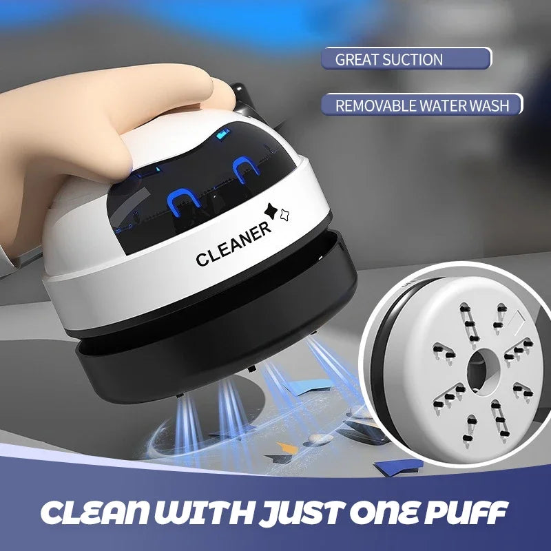 Aspirator Mini Desktop Reîncărcabil — Tastatură, Birou & Mașină, Portabil