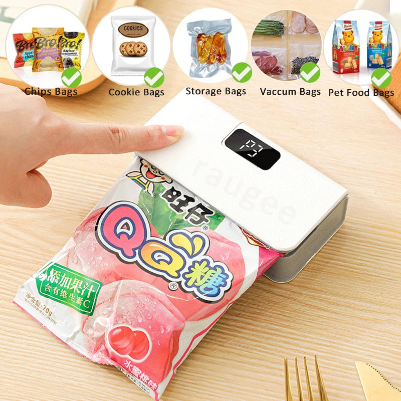 Aparat Sigilat Pungi Mini USB Reîncărcabil — Heat Sealer Alimente, Portabil