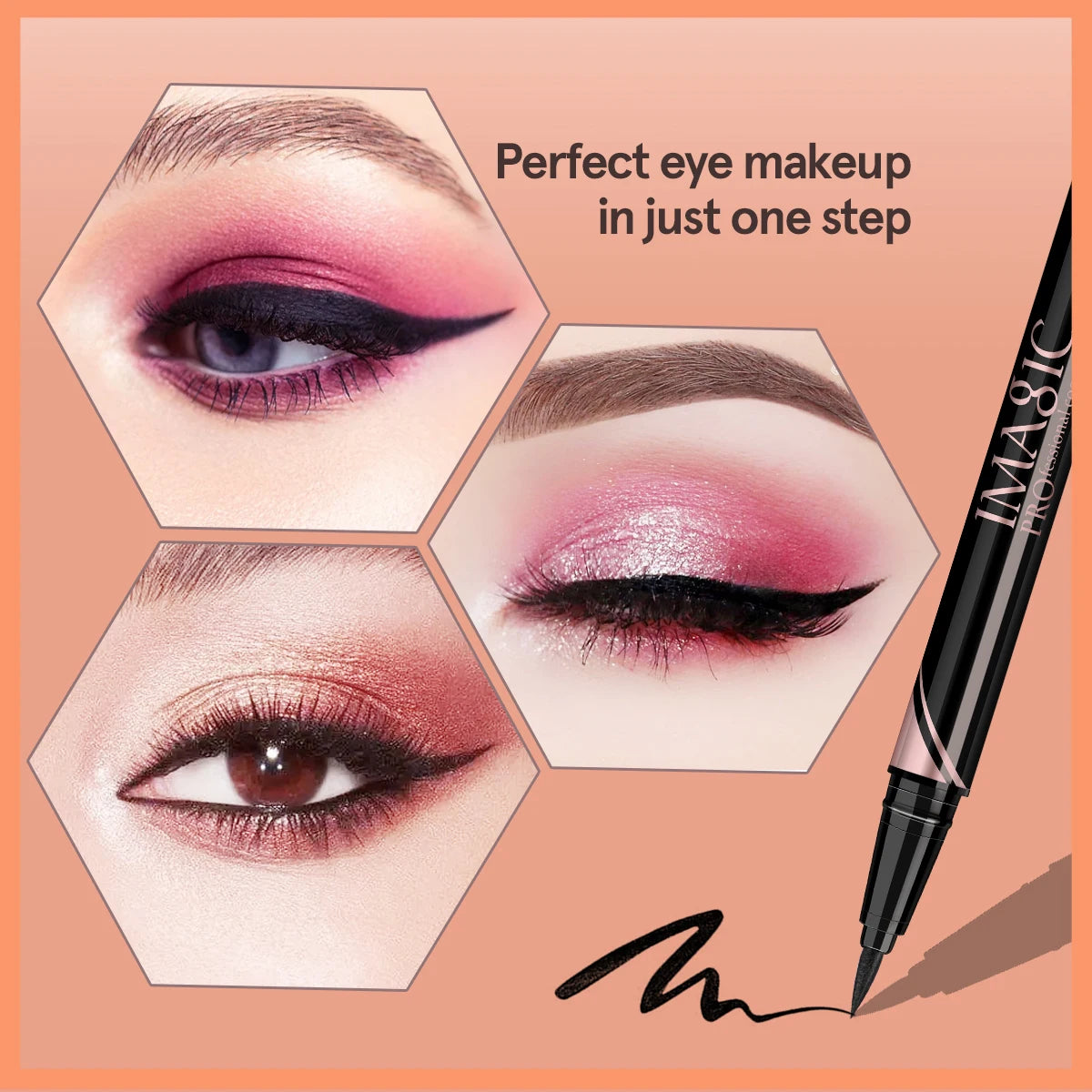 Eyeliner Waterproof IMAGIC — Matte & Shine, Negru Intens, Long Lasting