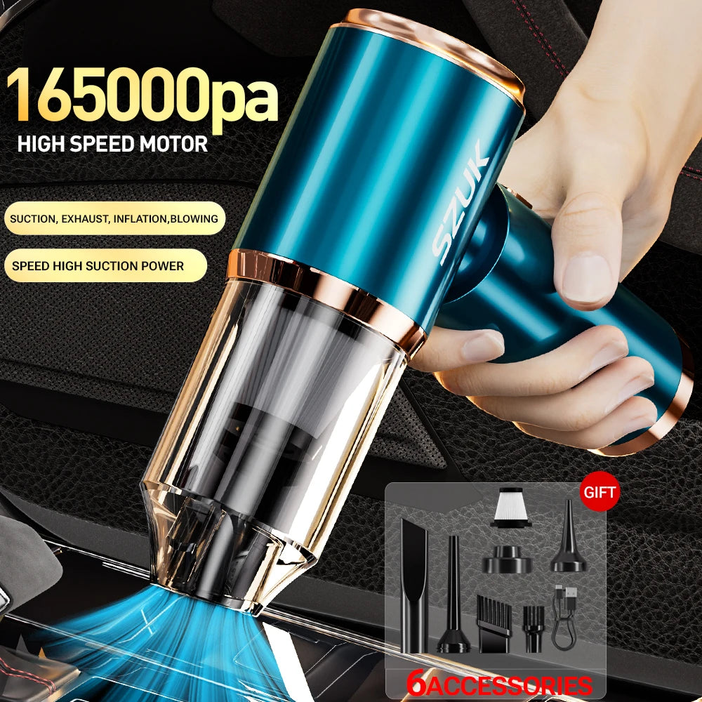 Aspirator Auto Mini Cordless SZUK — Turbo Fan, Aspirație Puternică, Portabil