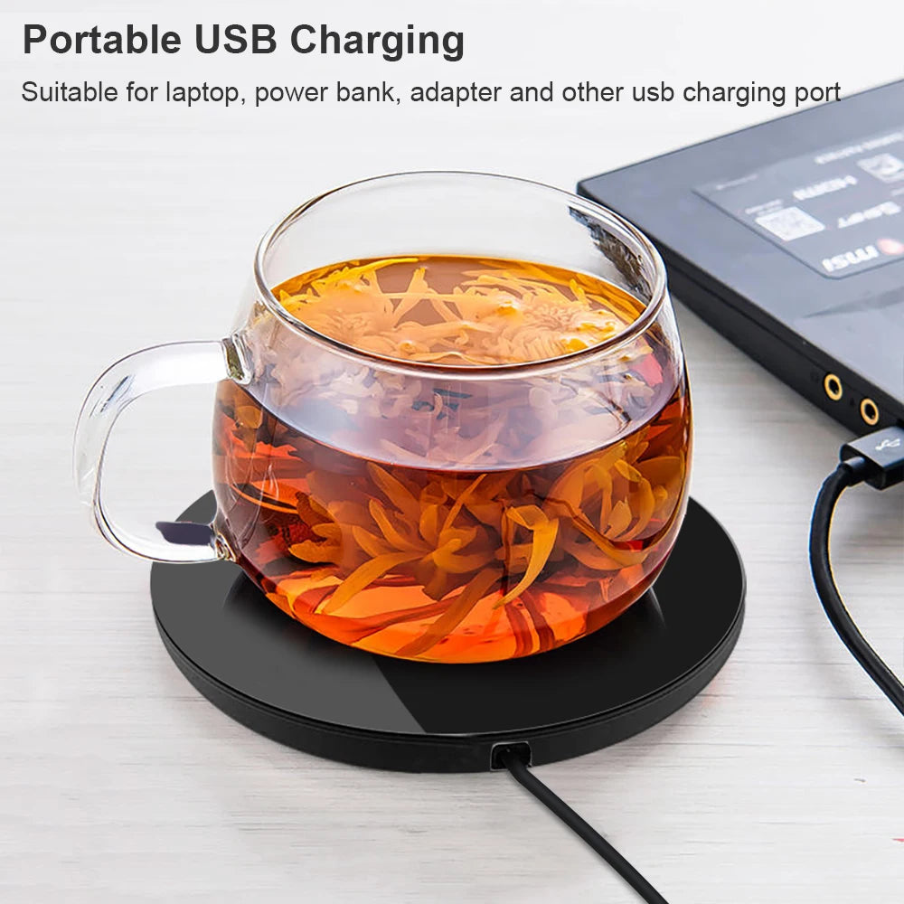 Încălzitor Cană USB — Termostat Cafea & Ceai, Coaster Electric Birou & Acasă