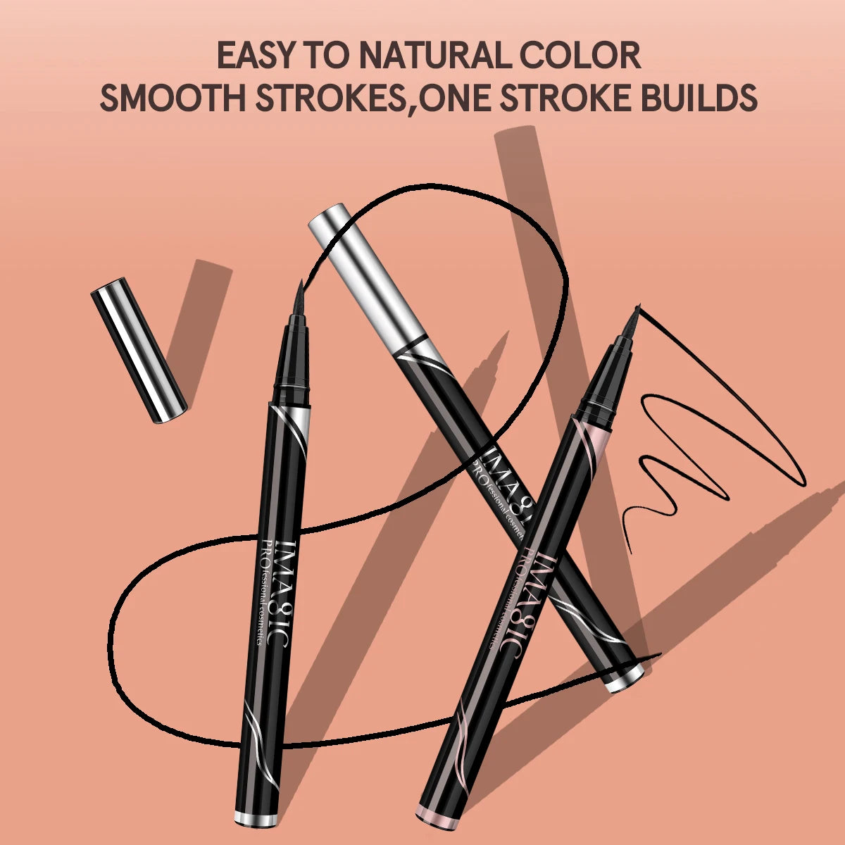 Eyeliner Waterproof IMAGIC — Matte & Shine, Negru Intens, Long Lasting