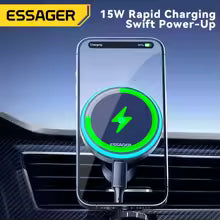 Suport Auto Magnetic Essager 15W — Încărcător Wireless MagSafe iPhone 14 15 16 17 Pro Max cu LED
