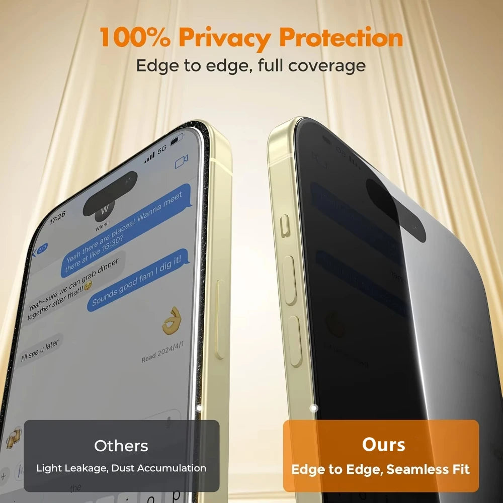 Folie Privacy iPhone 8K Anti-Spy — iPhone 11-17, Instalare Automată