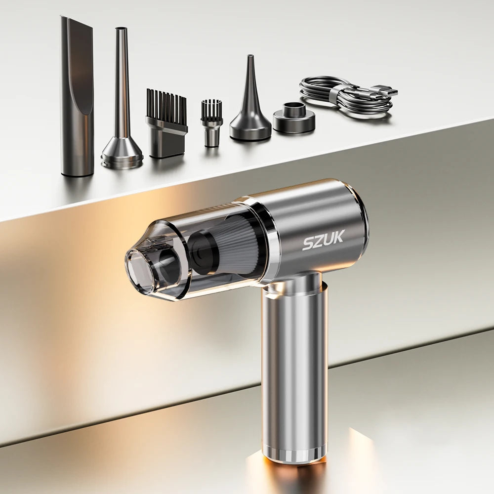Aspirator Auto Mini Cordless SZUK — Turbo Fan, Aspirație Puternică, Portabil