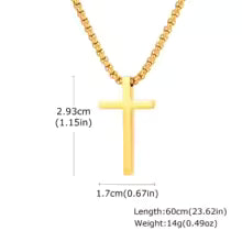 Colier Vnox Cruce Box Chain 60cm — Oțel Inoxidabil, Negru/Argintiu/Auriu, Bărbați