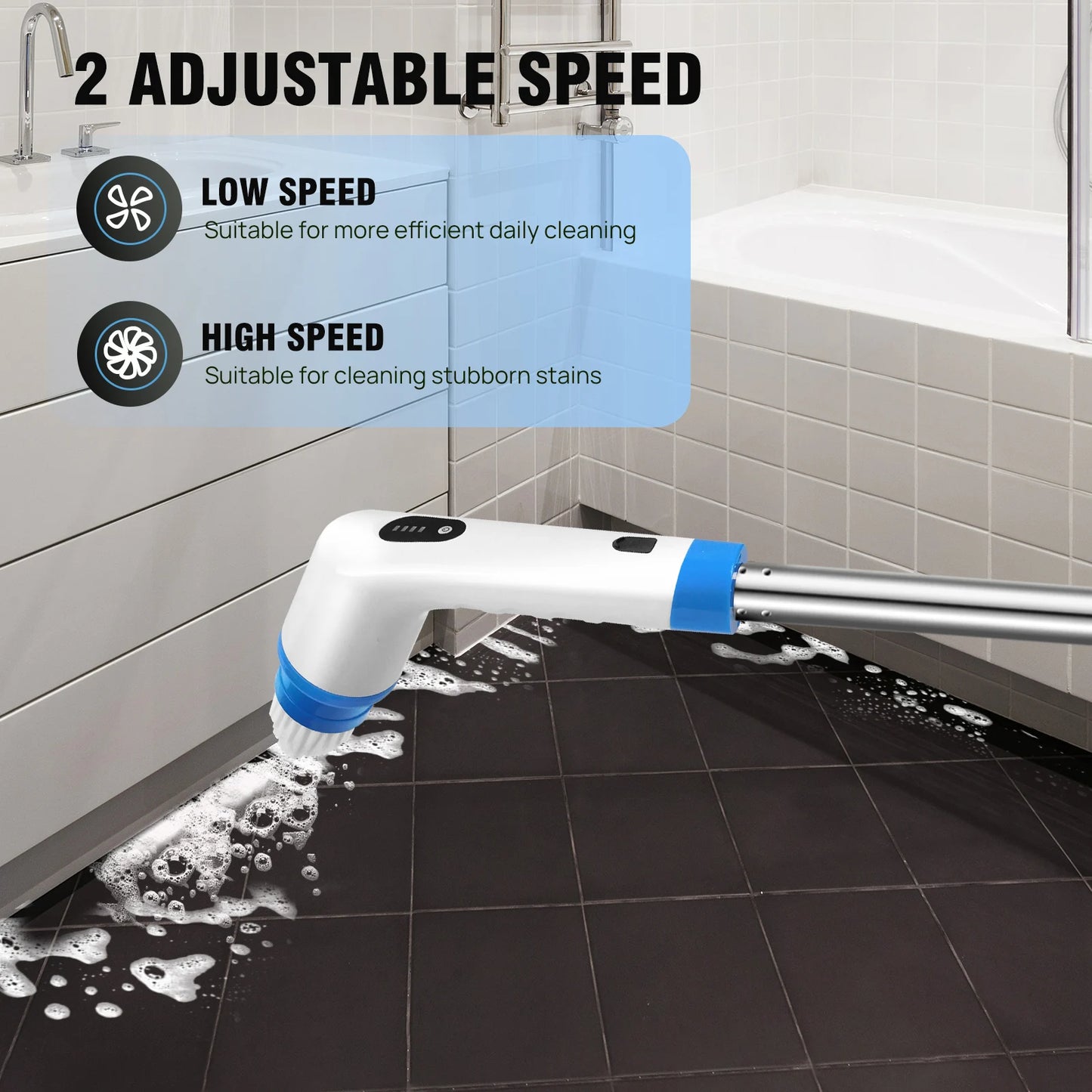 Perie Electrică Curățenie 10-în-1 Cordless — Rotativă, Baie & Bucătărie, 3 Culori