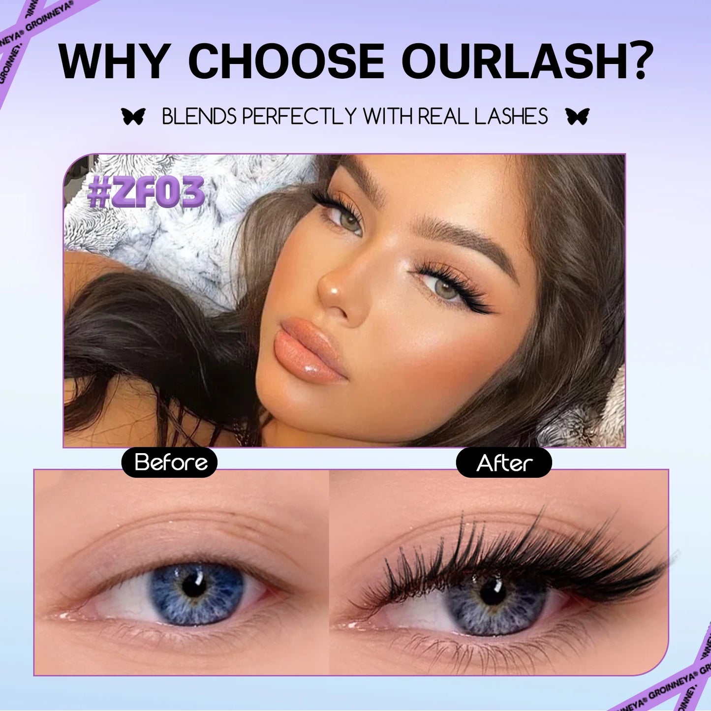 Gene False Cluster DIY — Natural Wispy, C-Curl, Extensii Gene GROINNEYA