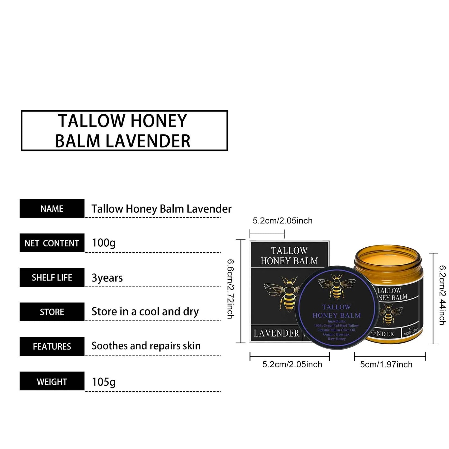 Cremă Hidratantă cu Tallow & Miere — Elasticitate, Strălucire & Reparare