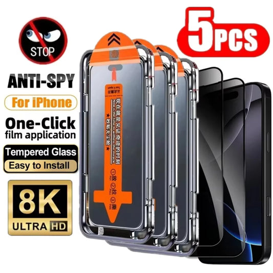 Folie Privacy iPhone 8K Anti-Spy — iPhone 11-17, Instalare Automată