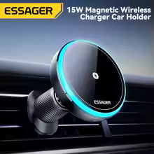 Suport Auto Magnetic Essager 15W — Încărcător Wireless MagSafe iPhone 14 15 16 17 Pro Max cu LED