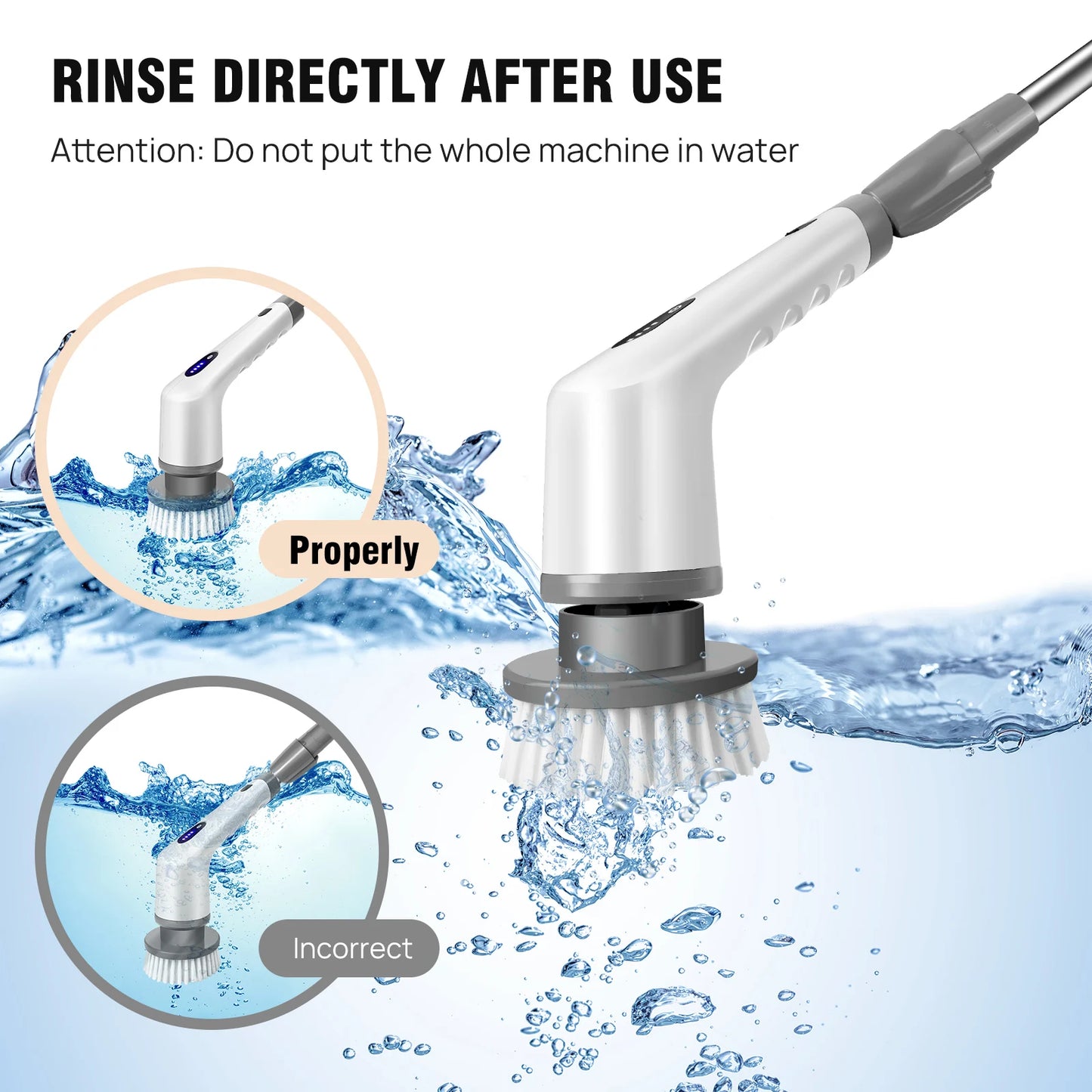Perie Electrică Curățenie 10-în-1 Cordless — Rotativă, Baie & Bucătărie, 3 Culori