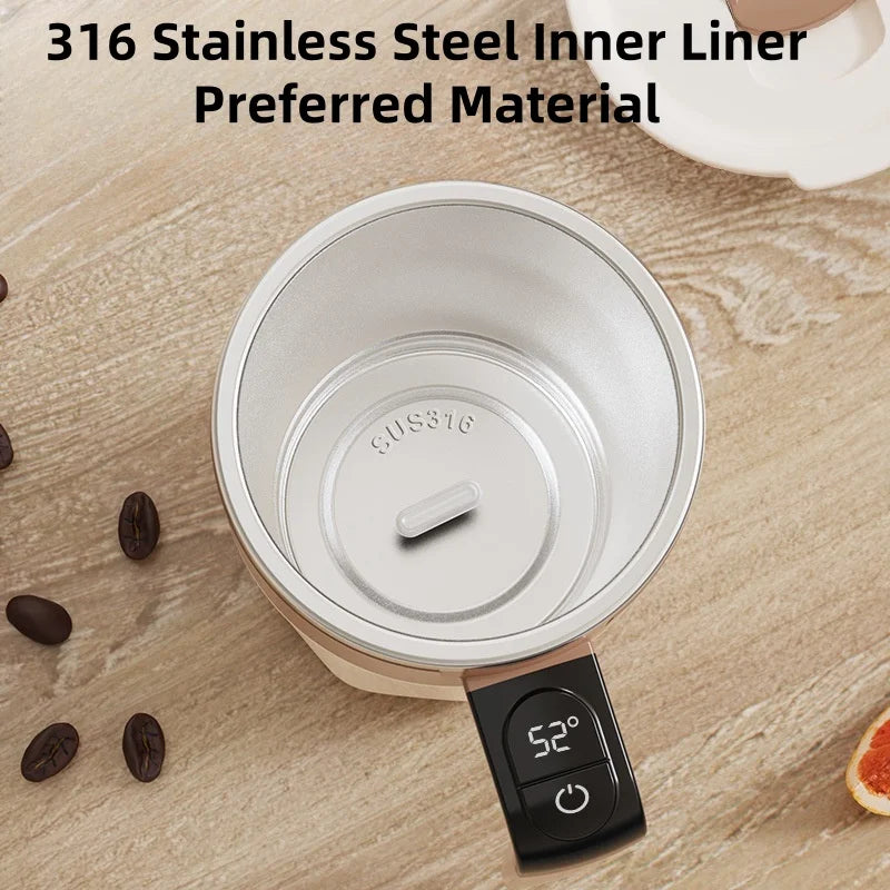 Cană Cafea Self-Stirring LED 400ml — Amestecare Magnetică, Display Temperatură