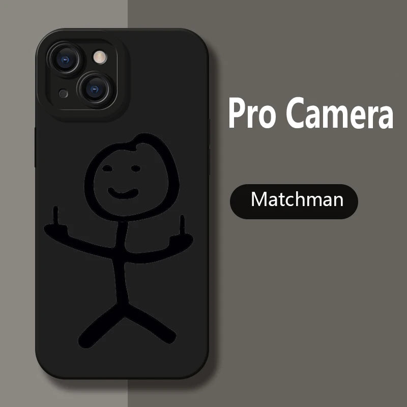 Husă Telefon Cartoon Matchman — Silicon Moale, Anti-Şoc, iPhone