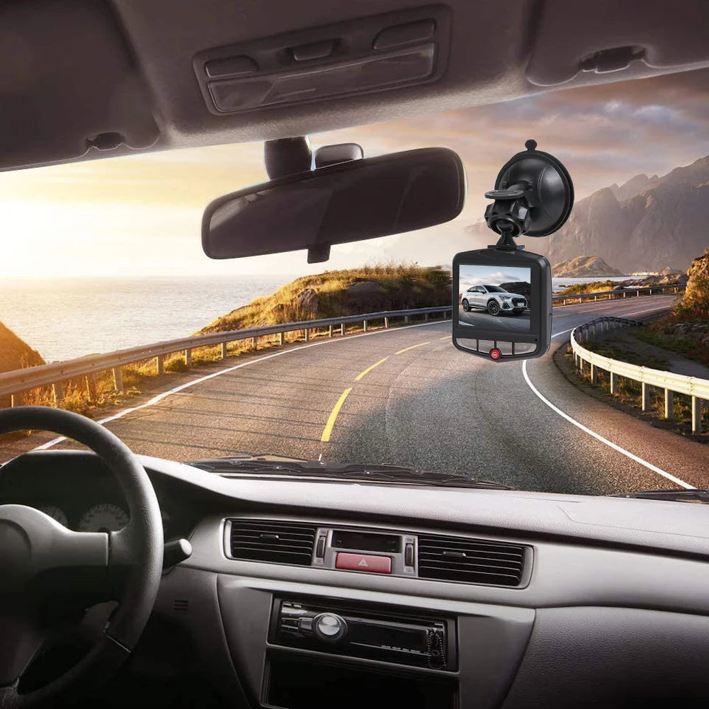 Dash Cam cu Ventuza — Night Vision, Ecran LCD 2.4", G-Sensor, Loop Recording
