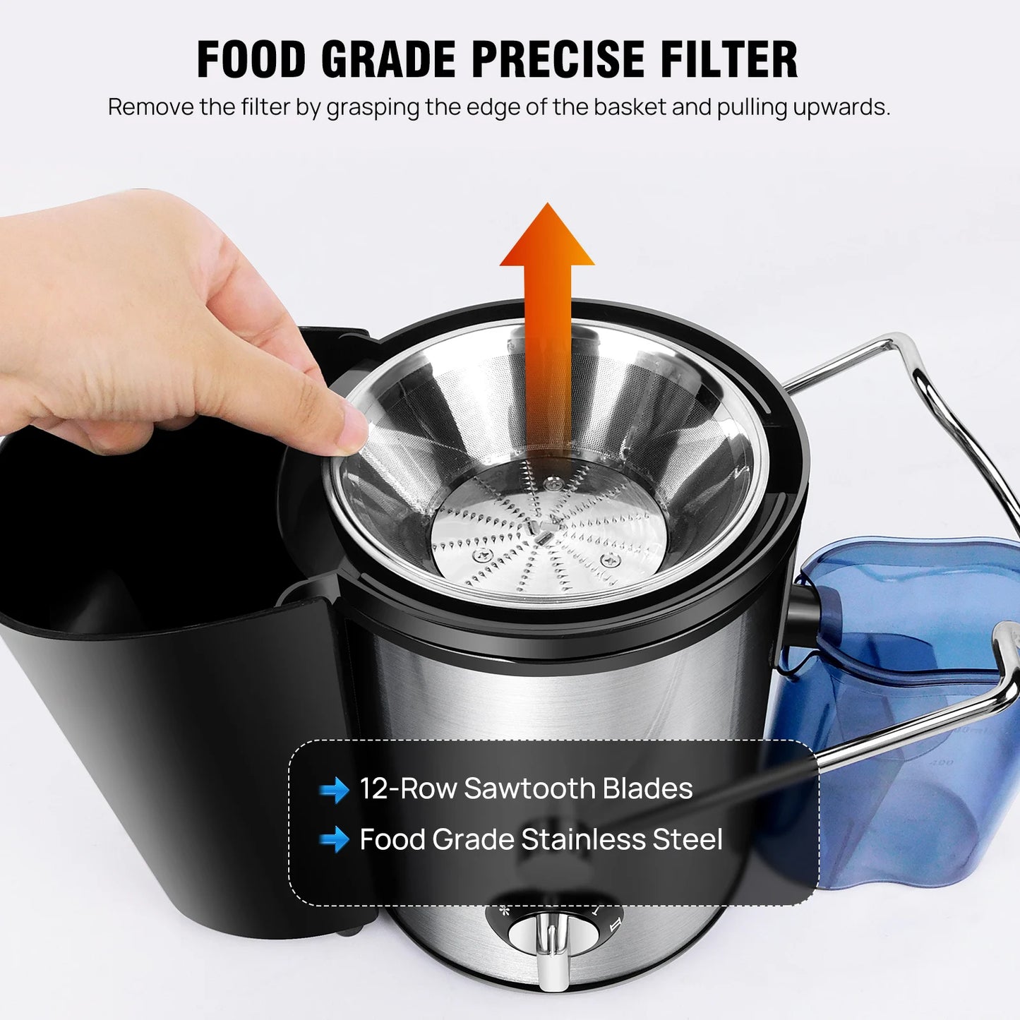 Storcator Fructe & Legume BRIEFNESS 400W — 500ml, Gură Largă 65mm, 2 Viteze