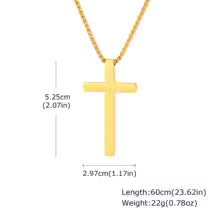 Colier Vnox Cruce Box Chain 60cm — Oțel Inoxidabil, Negru/Argintiu/Auriu, Bărbați