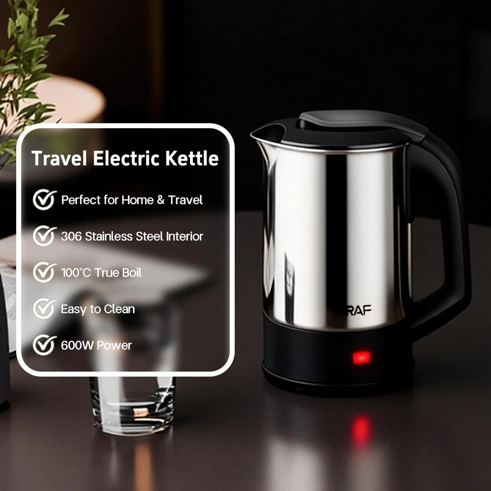 Fierbator Electric Portabil 0.5L 1000W — Inox, Ideal Călătorii și Hotel