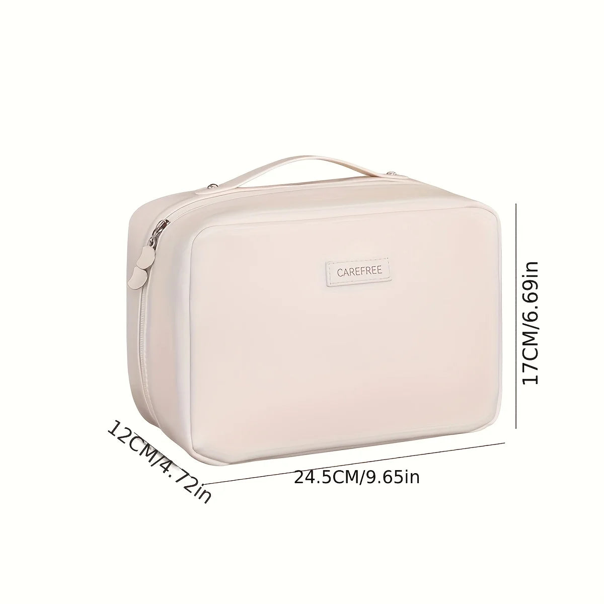 Geantă Cosmetice Dublu Fermoar PU — Organizator Pensule, Travel Beauty Bag