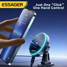 Suport Auto Magnetic Essager 15W — Încărcător Wireless MagSafe iPhone 14 15 16 17 Pro Max cu LED