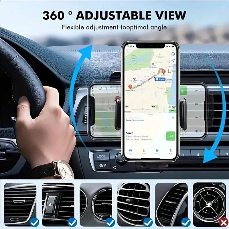 Suport Auto Telefon — Clip Grila Ventilație, Universal 4.7–6.7"