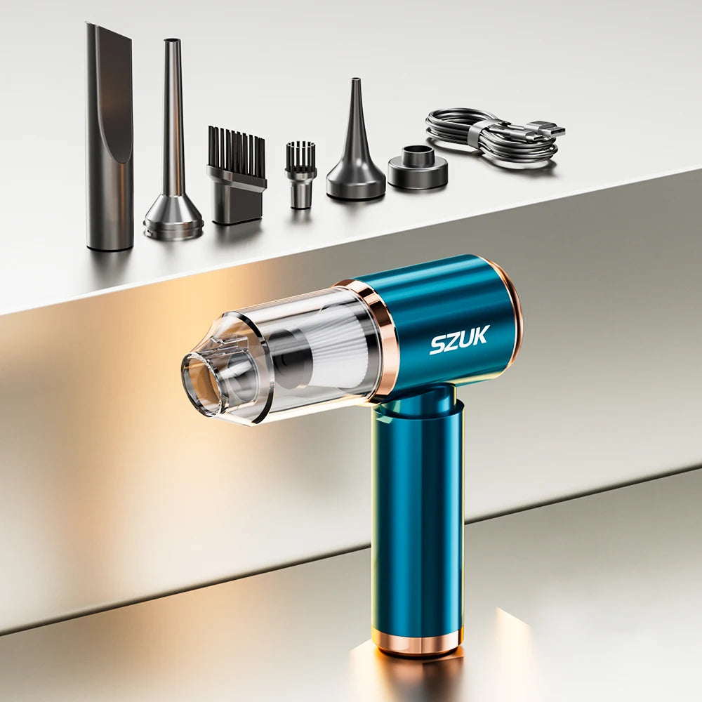 Aspirator Auto Mini Cordless SZUK — Turbo Fan, Aspirație Puternică, Portabil