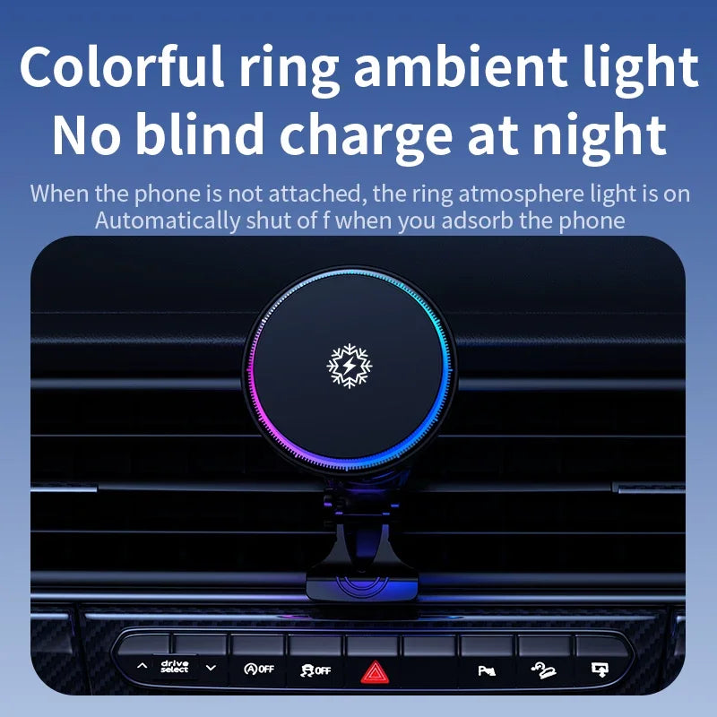 Încărcător Wireless Magnetic Auto 15W cu Răcire — MagSafe Compatible