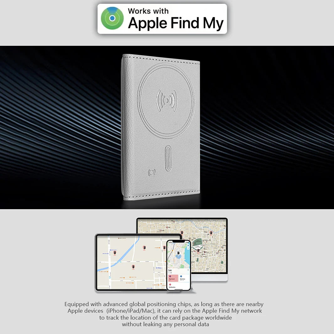 Portofel Magnetic MagSafe cu Tracker FindMy — Suport Telefon, iPhone 12-17