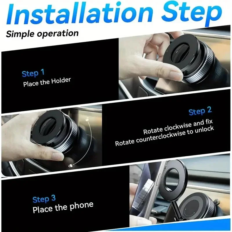 Suport Auto Magnetic 360° — Ventuză Puternică, Pliabil & Retractabil