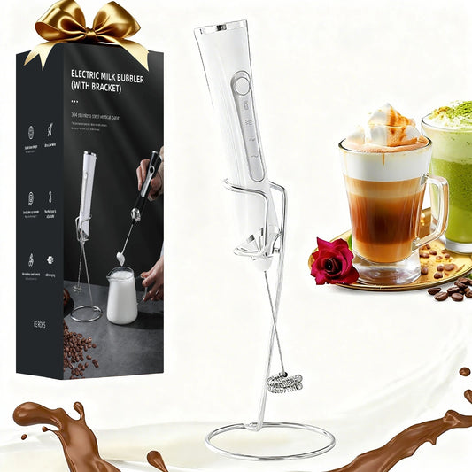 Spumant Lapte Electric Reîncărcabil — 3 Viteze, Stand Inclus, Cappuccino & Matcha