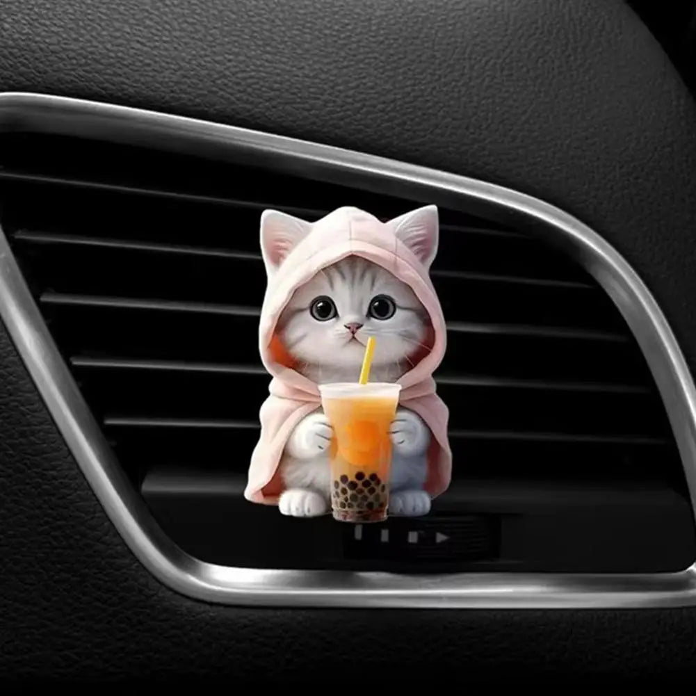 Odorizant Auto Pisicuță 2D — Clip Grila Ventilație, 3 Parfumuri